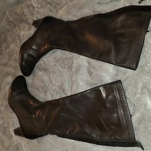 MANAS Design Italian S. 38 US 7 Black Wing Tip Toe Oxford Design Knee High Boots